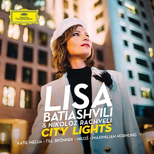 CD cover featuring Lisa Batiashvili in a white hat, city backdrop.