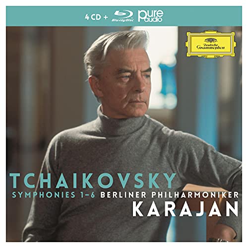 CD case featuring Herbert Karajan’s portrait and “Tchaikovsky Symphonies” text.
