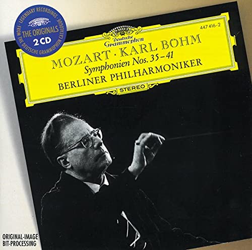 CD cover featuring conductor Karl Böhm with yellow Deutsche Grammophon branding and text.