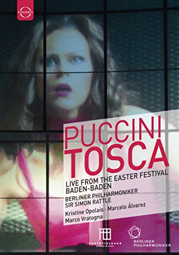Blu-ray cover for Puccini’s *Tosca* featuring a soprano and bold text.
