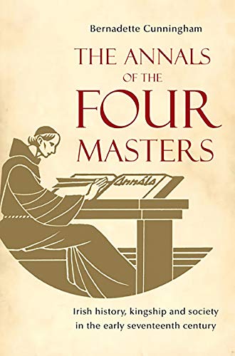 Book cover: "The Annals of the Four Masters" with a monk writing.