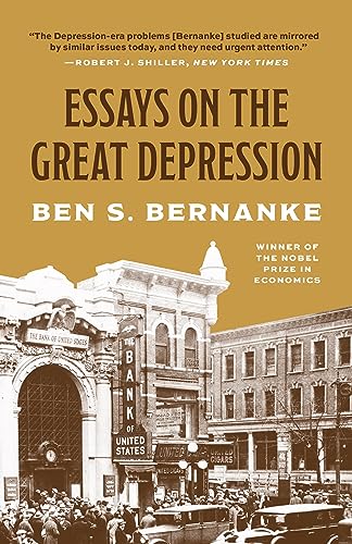 Book cover for Essays on the Great Depression by Ben S. Bernanke featuring vintage architecture.