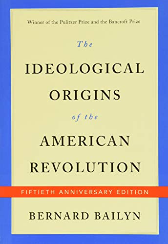 Book cover with cream background, blue border, and black text by Bernard Bailyn.