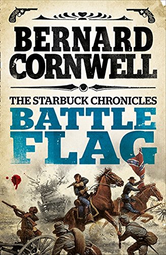 Book cover: "Battle Flag" by Bernard Cornwell, depicting Civil War battle scene.
