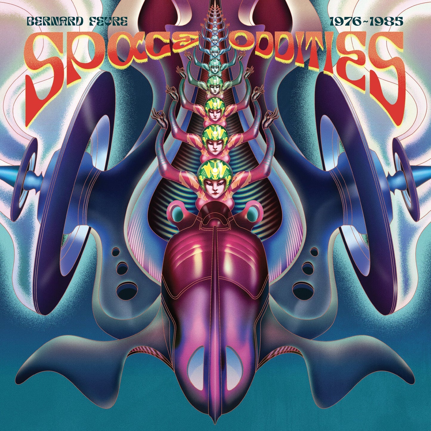 CD cover art: surreal, colorful figures with insect-like and mechanical forms.
