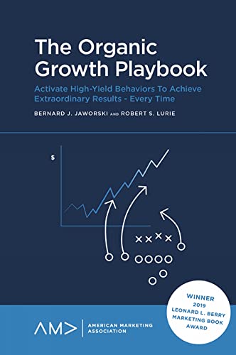 Book cover: "The Organic Growth Playbook" with a graph and award badge.