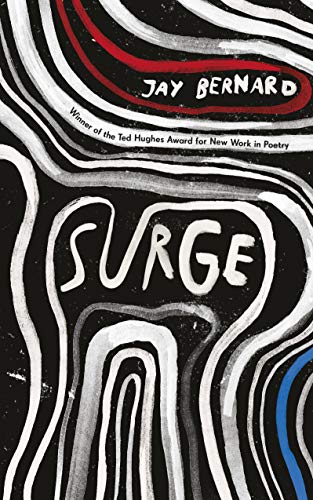 Book cover for Surge by Jay Bernard featuring white wavy lines on black background.