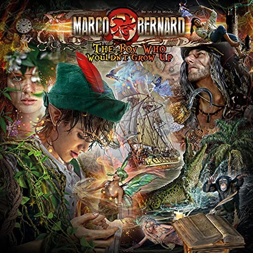 CD cover art depicting Peter Pan, Captain Hook, and a pirate ship.
