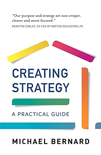 Book cover: “Creating Strategy” by Michael Bernard, with colorful geometric shapes.