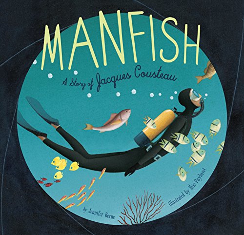 Book cover illustration showing a scuba diver swimming underwater surrounded by various colorful fish.