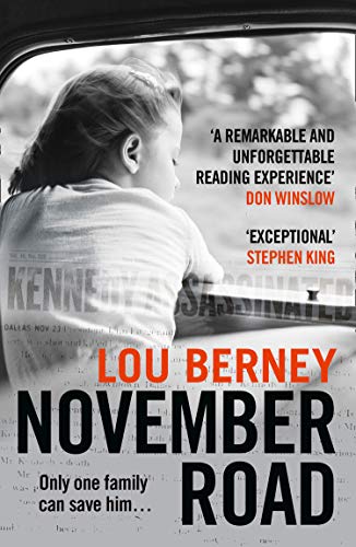 Book cover showing a young girl looking out a car window over newspaper text.