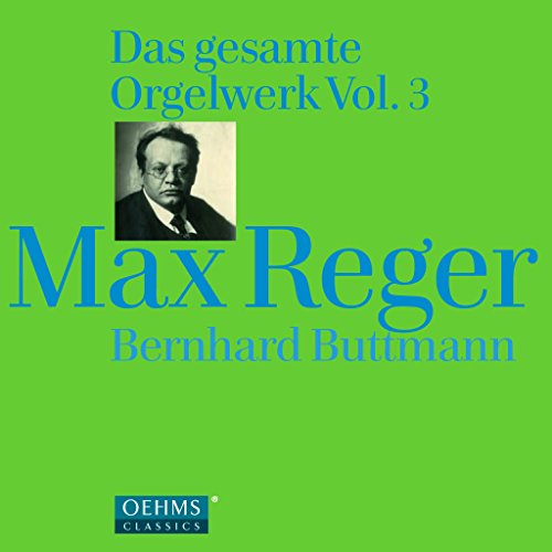 CD cover featuring a portrait of Max Reger against a green background.