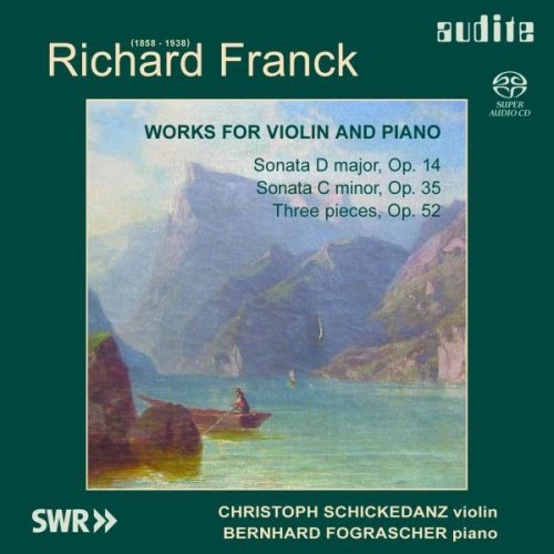 CD cover for Franck’s works, featuring a landscape with a small boat.