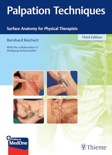 Book cover featuring title, author, and four photos of anatomical palpation techniques.