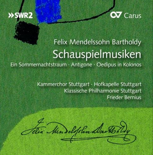 CD cover with green background, white text, and black signature of Felix Mendelssohn-Bartholdy.