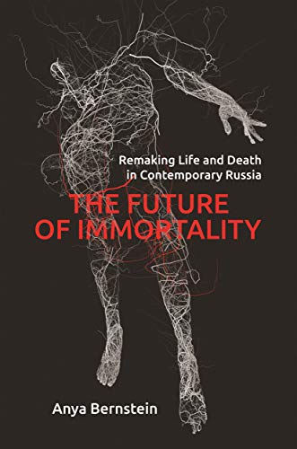 Book cover: human form made of lines, title “The Future of Immortality.”