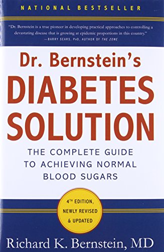 Book cover for Dr. Bernstein's Diabetes Solution, 4th Edition, with blue and white text.