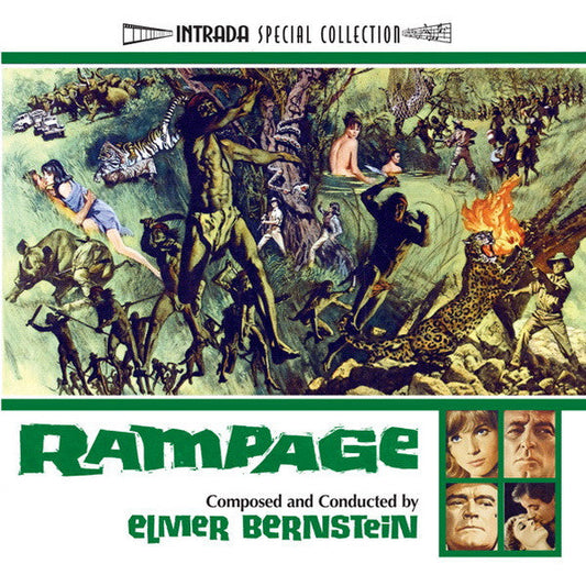 “Rampage” CD cover: painted jungle scene with people, animals, and fire.