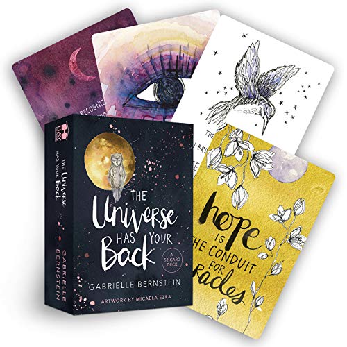 Card deck with celestial and floral imagery, titled "The Universe Has Your Back.