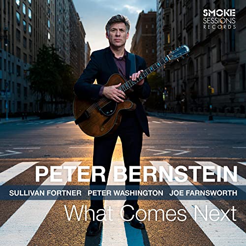 Peter Bernstein holding a guitar on a city street, album cover.