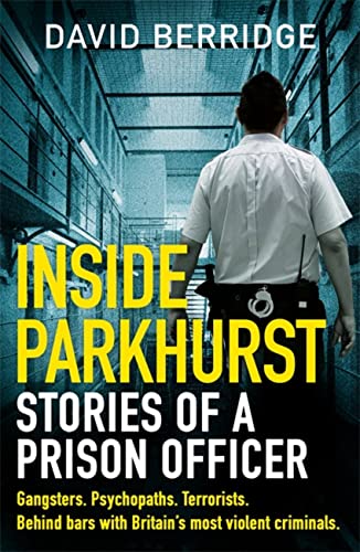 Book cover: prison officer’s back view, dark prison hallway background.