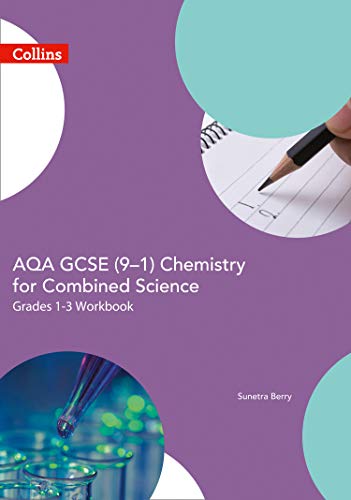 Purple chemistry workbook with pencil and lab equipment imagery.
