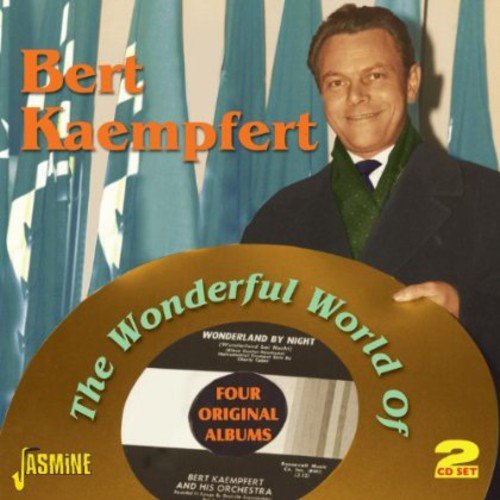Bert Kaempfert holding a vinyl record with a CD set logo overlay.