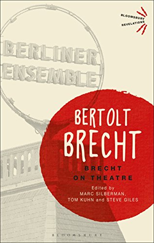 Book cover for "Brecht On Theatre" with red circle and theatre imagery.