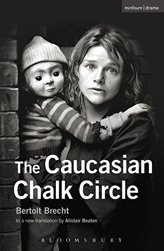 Play script cover: woman carrying a child, titled “The Caucasian Chalk Circle.”