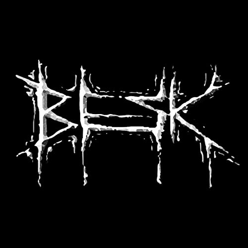 Black and white image of the band name "BESK" in a jagged, distorted font.