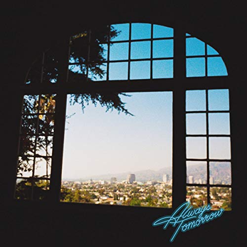 A vinyl record cover featuring a cityscape viewed through a large, multi-paned window.