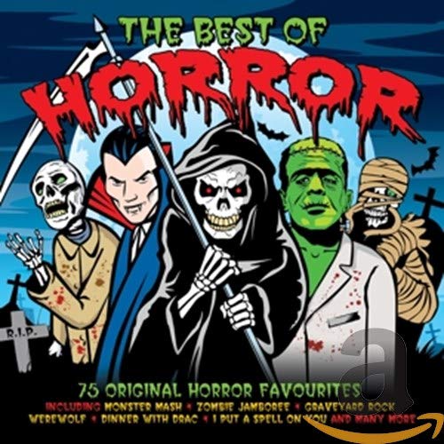 CD cover featuring classic horror monsters in a cartoon style.