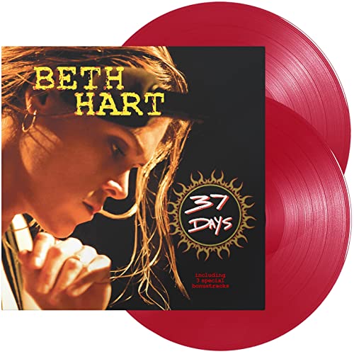 Beth Hart 37 Days album cover with two red vinyl records behind it.