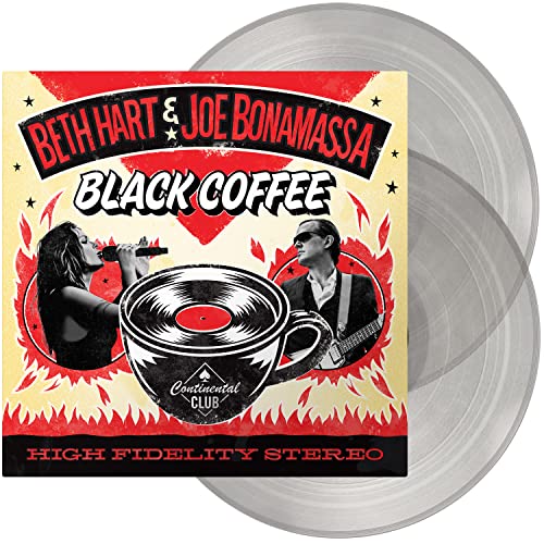 Beth Hart and Joe Bonamassa Black Coffee album cover with two clear vinyl records.