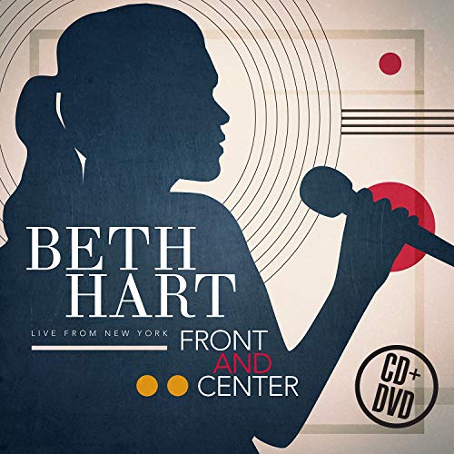 Silhouette of Beth Hart holding a microphone against a graphic background with text.