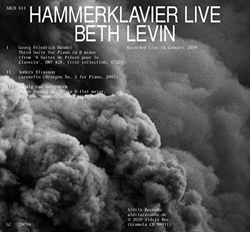 CD cover for Beth Levin’s “Hammerklavier Live” with smoky cloud image.