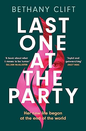 Book cover: "Last One at the Party" with pink floral imagery and text.