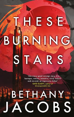 Book cover for "These Burning Stars" with a fiery, futuristic design.