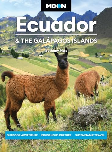 Travel guidebook cover featuring two brown llamas in a mountainous landscape.