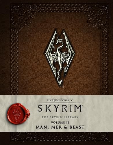 Dark red book cover with Skyrim logo and a red wax seal.
