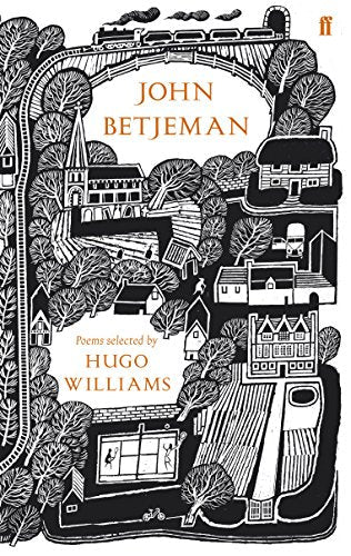 Book cover: black and white line drawing of a village and train.
