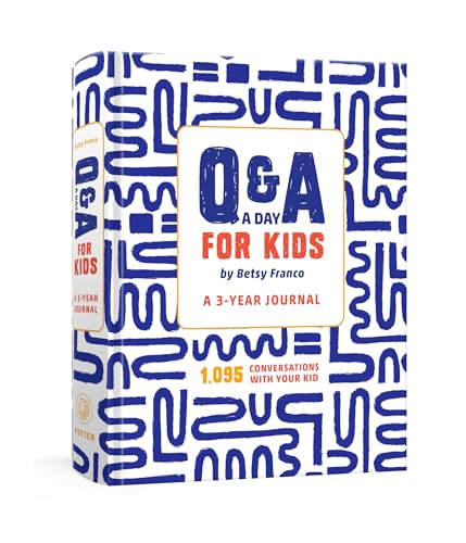 White journal with blue lettering, titled "Q&A a Day for Kids.