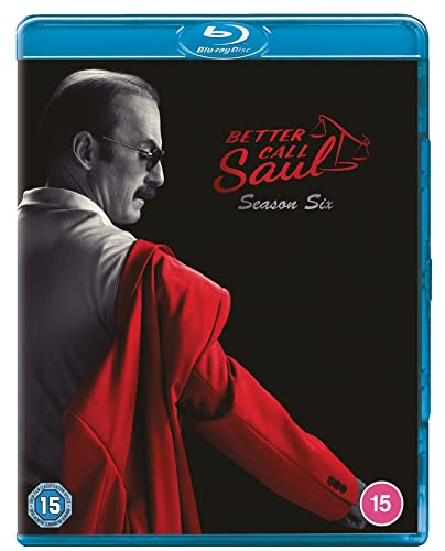Blu-ray case for Better Call Saul Season 6 featuring a man in a red jacket.