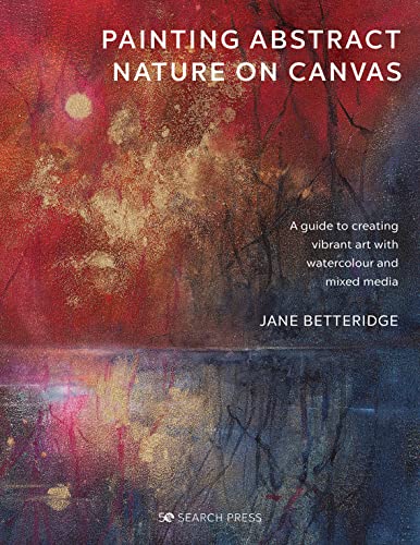 Book cover: “Painting Abstract Nature on Canvas” with abstract red artwork.