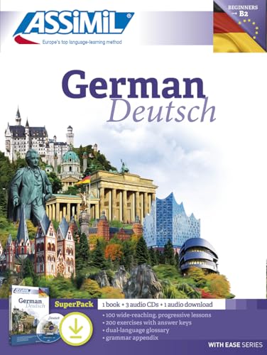 German language textbook cover with iconic buildings and flags.