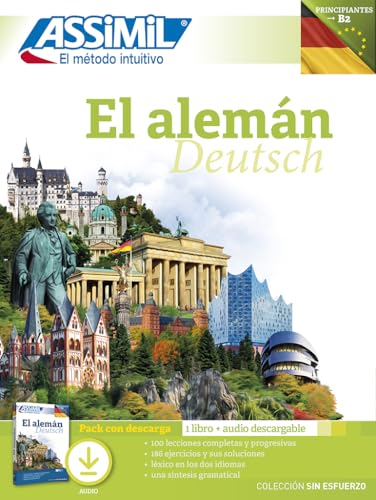 German language learning pack cover with landmarks and text in Spanish.