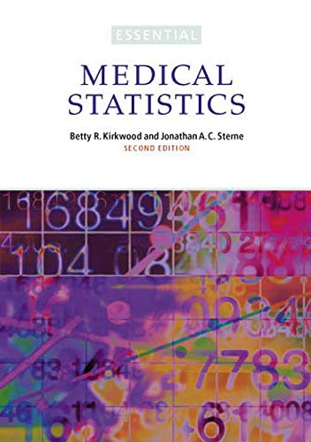 Book cover: "Essential Medical Statistics," with numbers and graphs background.