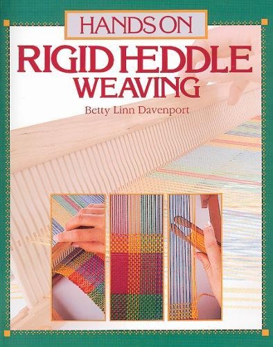 Book cover: “Hands On Rigid Heddle Weaving” with weaving examples.