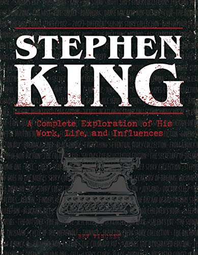 Book cover for "Stephen King" biography with a vintage typewriter illustration.