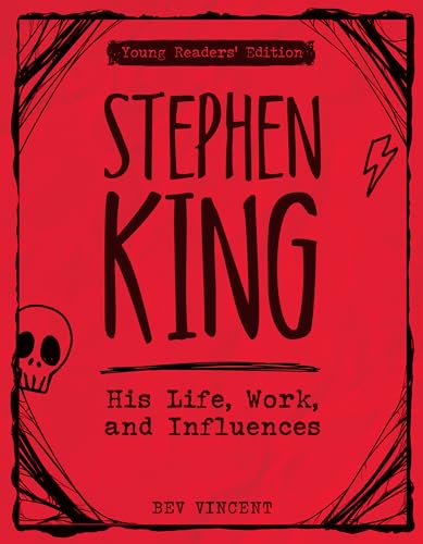 Red book cover with white lettering reading "Stephen King" and spooky imagery.